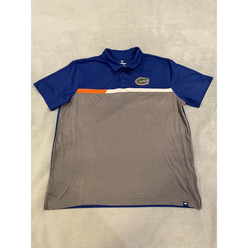 Mens Fanatics Florida Gators Short Sleeve Golf Polo Shirt Blue‎ Orange 2XL